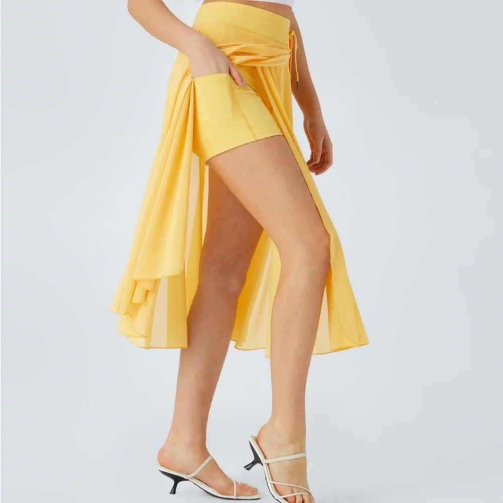 Halara Yellow Mesh Midi Skort - Picture 3 of 4